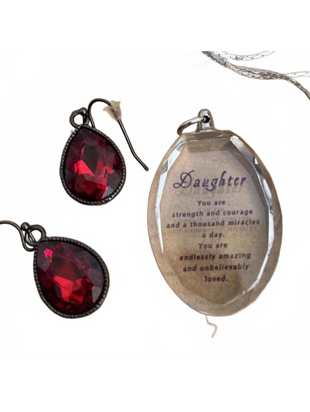 Red Teardrop Necklace / Earring Set
